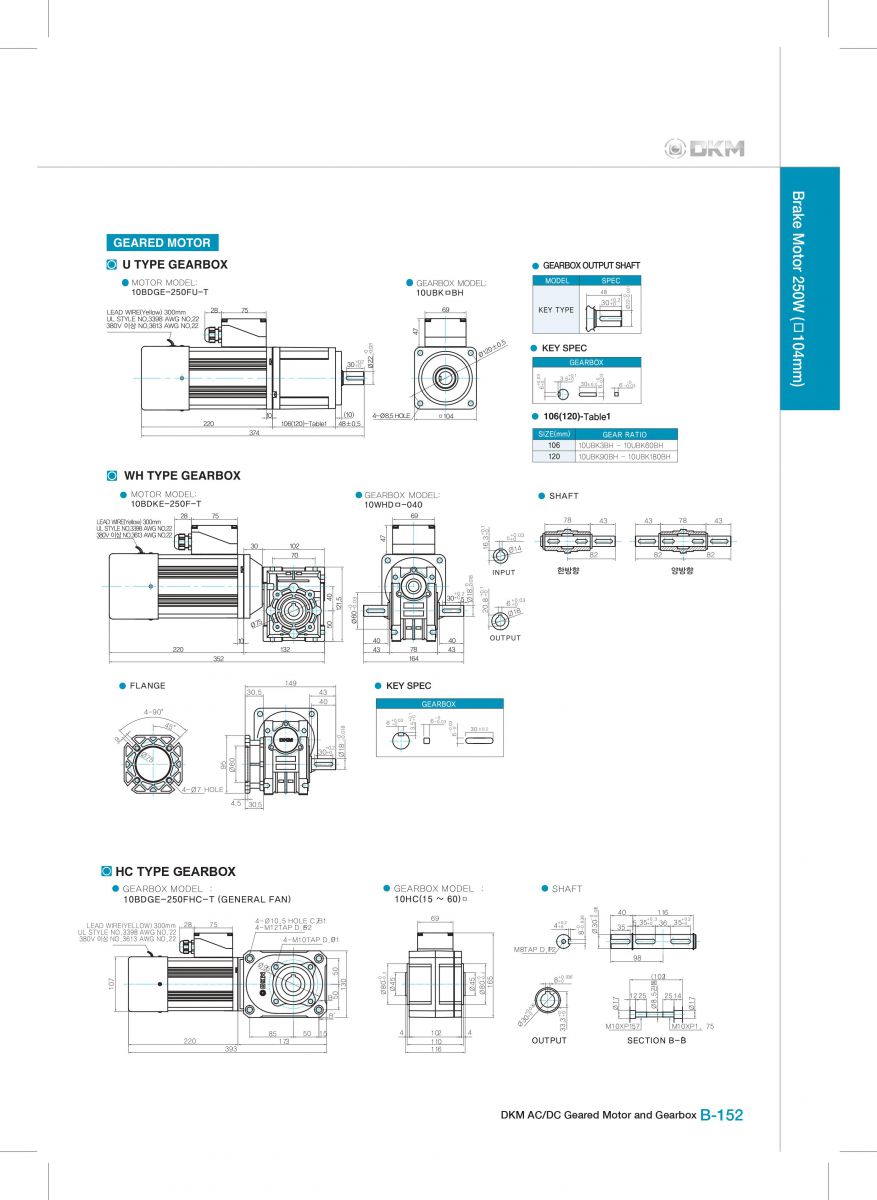 Brake motor DKM 10BDGE-250FU-T-10UBK25BH