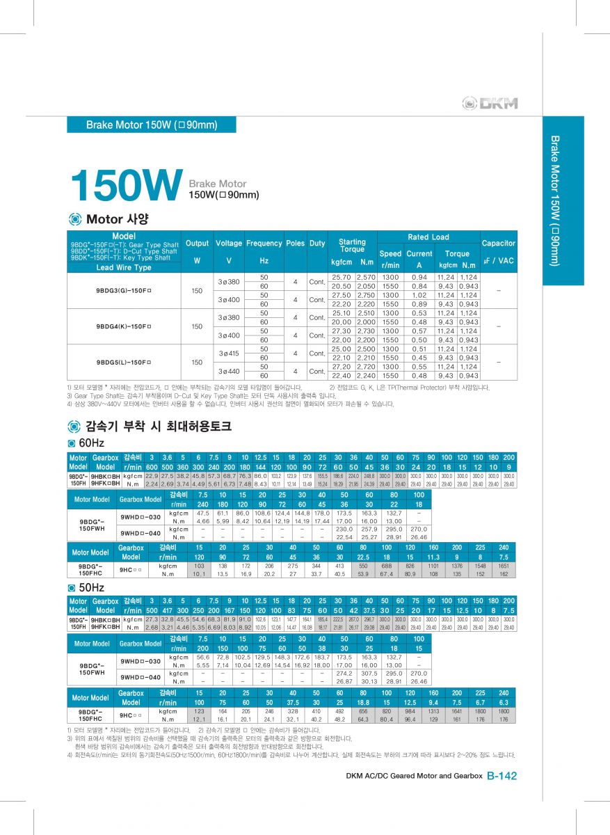 Brake motor DKM 9BDGG-150FH-9HBK15BH
