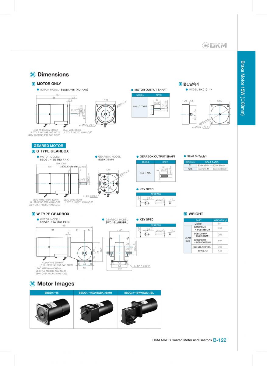 Brake motor DKM8BDGE-15G 8GBK15BMH	