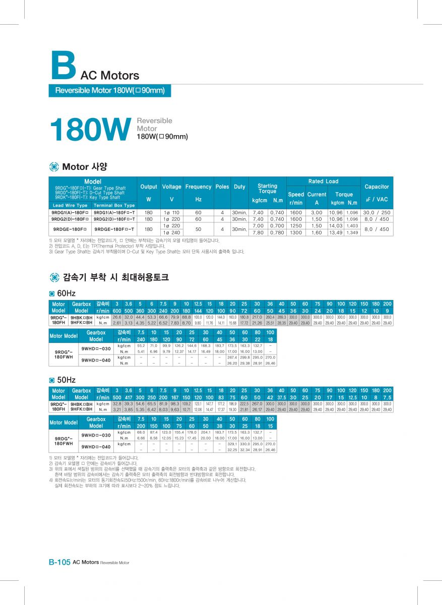 Reversible Motor dkm 9RDGE-180FH-T-9HBK10BH